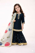 Teeya Creation New Kids Trendy Heavy Embroidery Sequence Work Kurta Sharara Set-Black | Grocsy