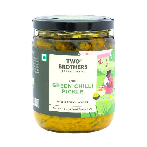 Two Brothers Organic Farms Spicy Green Chilly Pickle | Grocsy