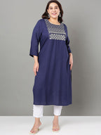 Sztori Floral Embroidered Yoke Design Thread Work Straight Kurta | Grocsy