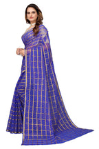 Vamika Ethnic Fire Blue Jari Work Chiffon Saree | Grocsy