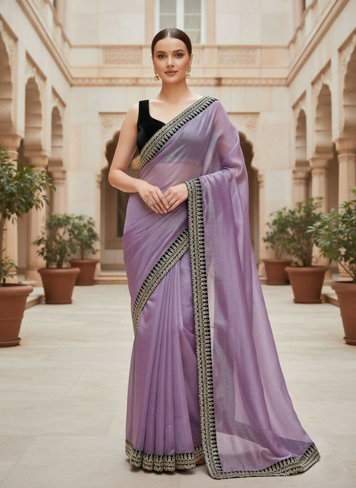 Joban Fashion Wine Soft twill Net Party Wear Sarees | Grocsy