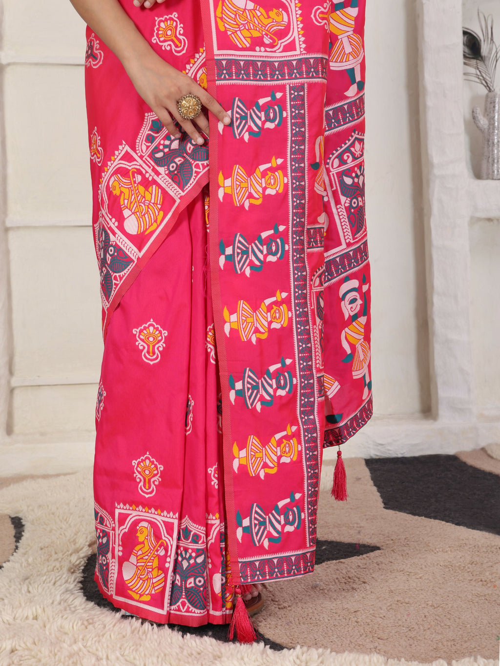 Shree Shyam Fashion Silk Blend Pink Saree | Grocsy