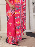 Shree Shyam Fashion Silk Blend Pink Saree | Grocsy