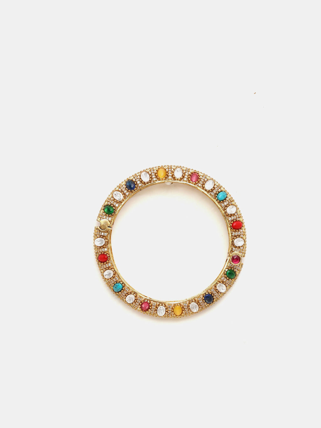 Ruby Raang 22k Gold Polished Multi Kundan Bracelet | Grocsy