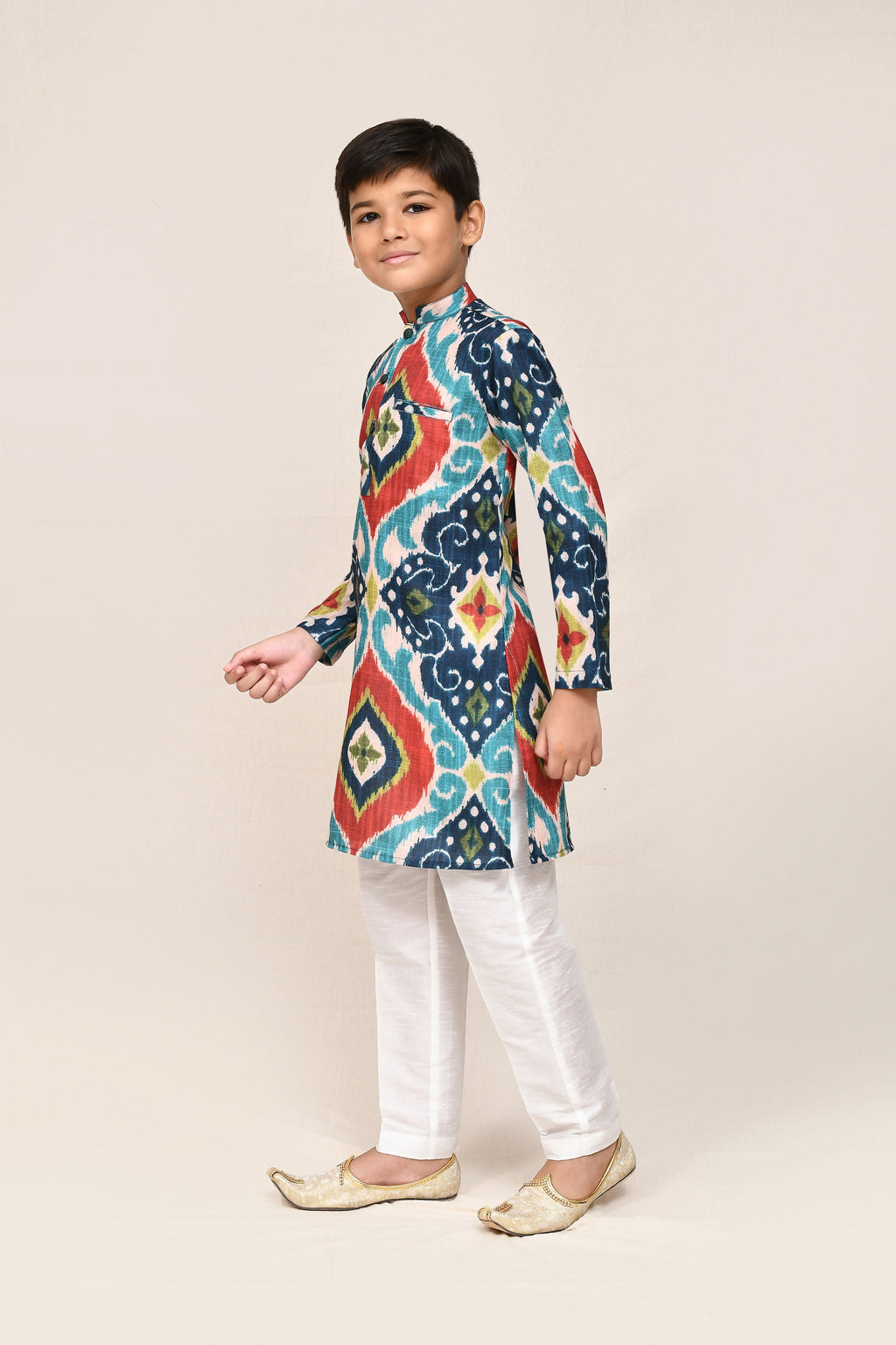 Joban Fashion Pure Cotton Multicolor Kurta With Straight Fit Pant | Grocsy