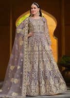 Pretty Pink Pure Butterfly Net Wedding Wear Anarkali Suit - Emponline | Grocsy