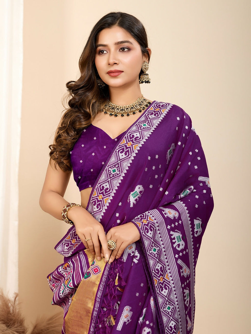 Purple Soft Silk Woven Meenakari Designer Saree - Vedanti | Grocsy
