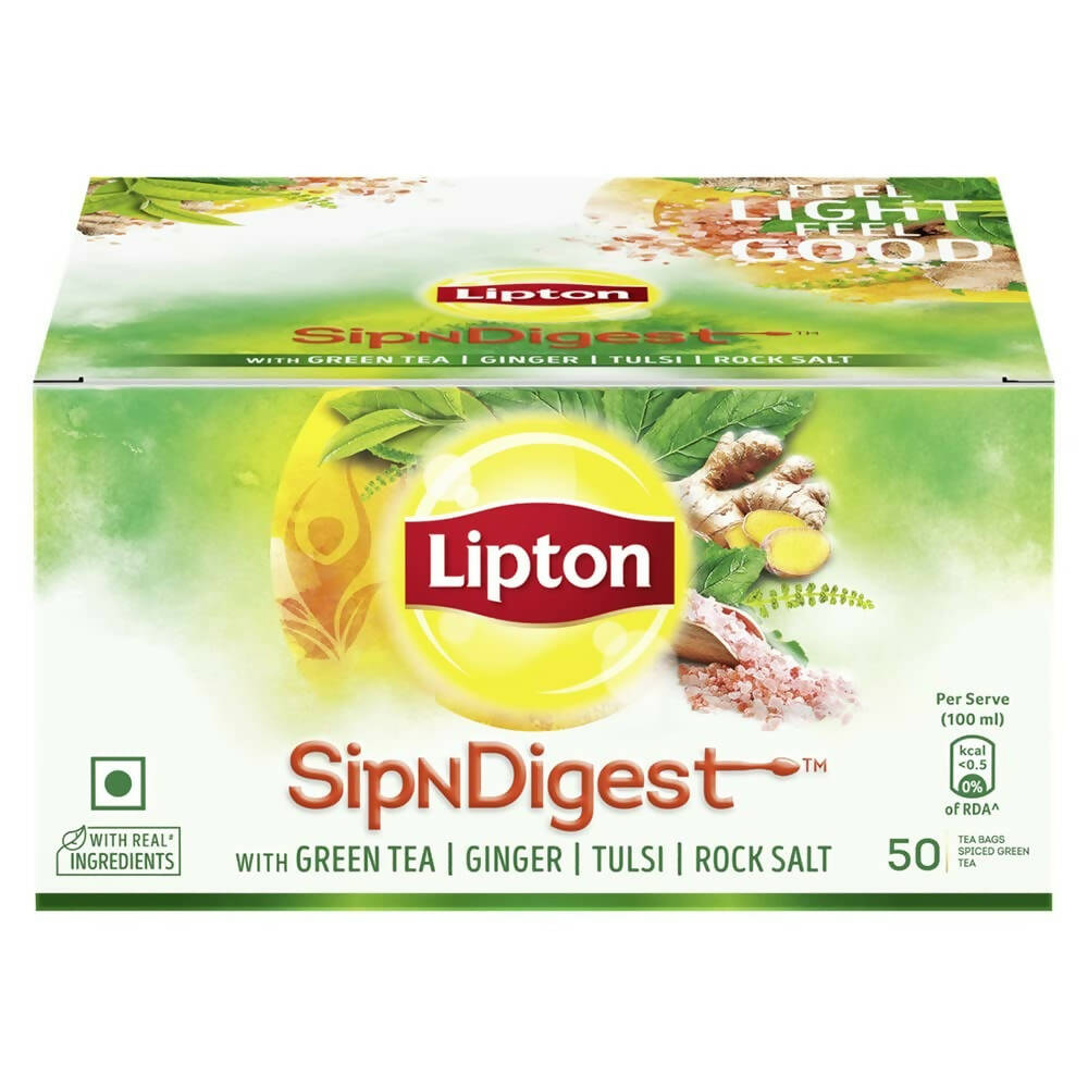Lipton SipNDigest With Tulsi & Rock Salt Ginger Green Tea Bags | Grocsy
