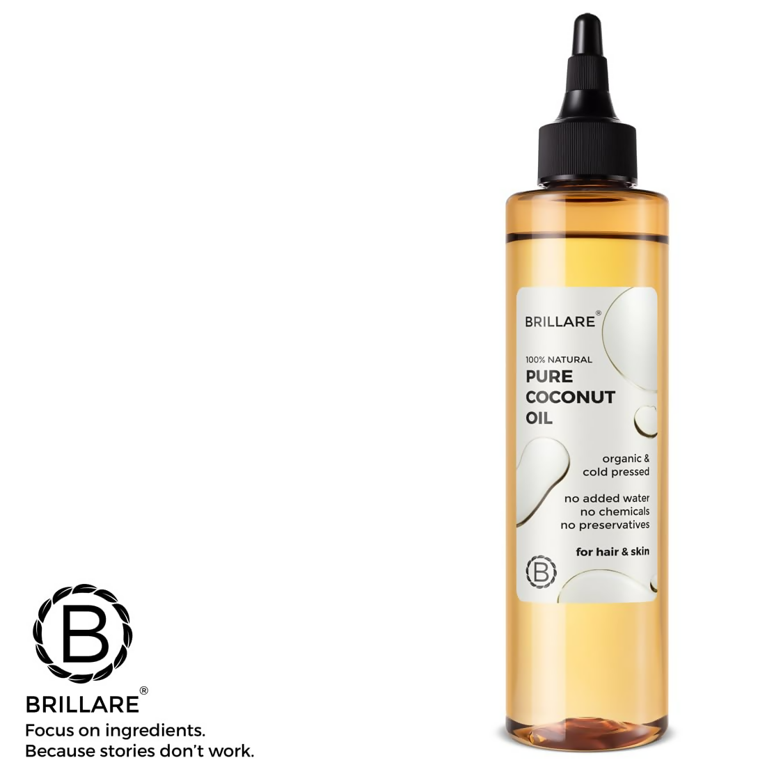 Brillare 100% Natural Pure Coconut Oil Organic & Cold Pressed Hair Oil with Zero Chemicals | Grocsy