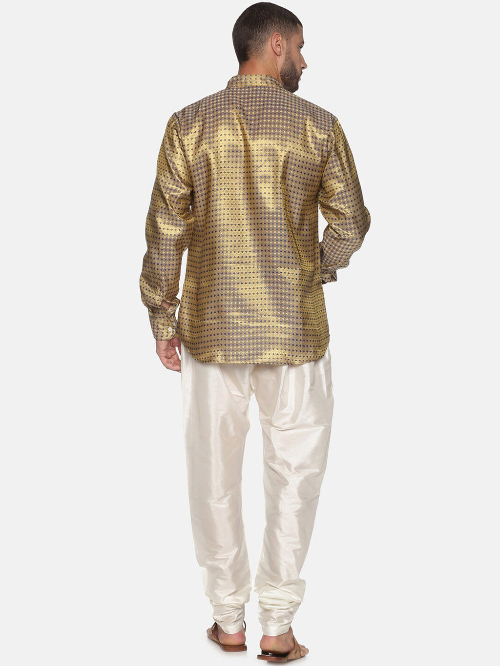 Sethukrishna Men Gold-Toned Ethnic Motifs Kurta with Pyjamas | Grocsy