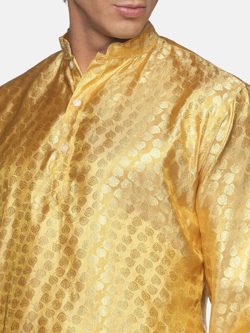 Sethukrishna Gold-Toned Kurta with Pyjamas For Men | Grocsy
