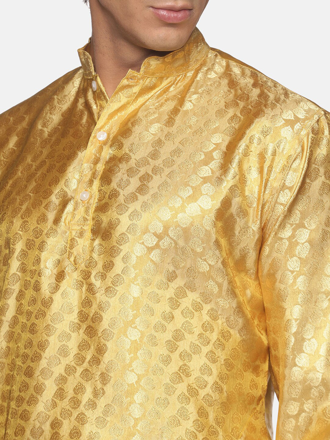 Sethukrishna Gold-Toned Kurta with Pyjamas For Men | Grocsy