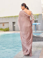 Tikhi Imli satin saree with sequence embroidered blouse | Grocsy