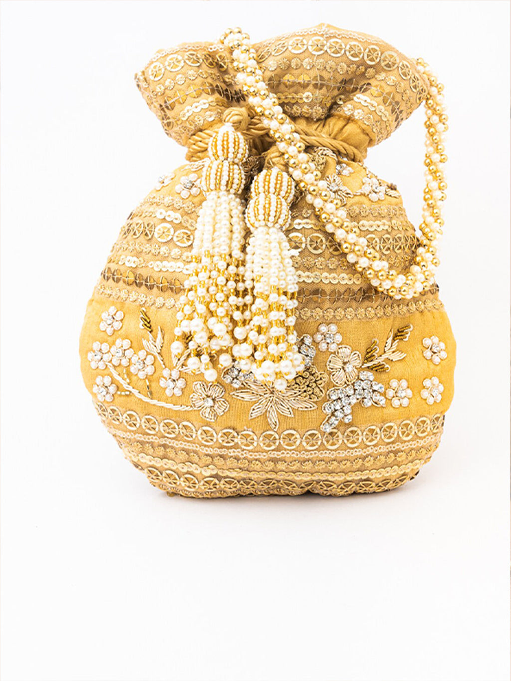 NR By Nidhi Rathi Women Gold Embroidered Potli Bag | Grocsy