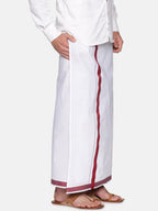 Sethukrishna Mens White Solid Cotton Readymade Dhoti | Grocsy