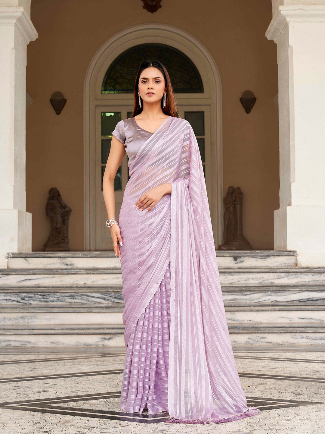 Tikhi Imli Striped Woven Design Saree | Grocsy