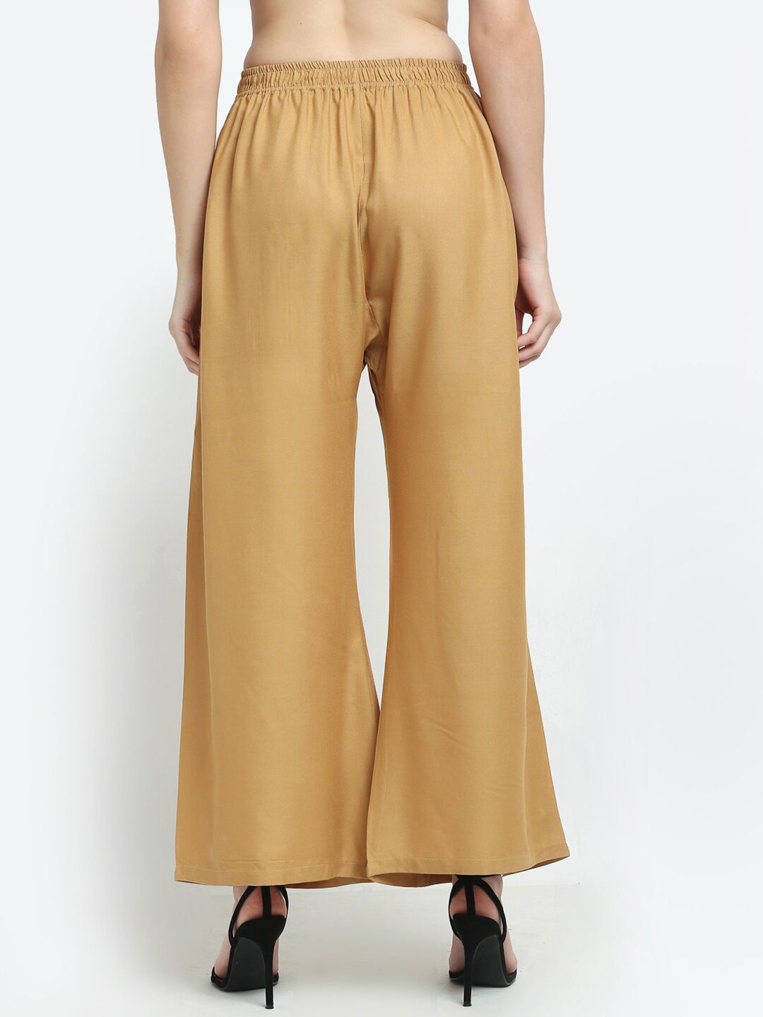 TAG 7 Women Pack of 2 Black & Beige Solid Wide-Leg Palazzos | Grocsy