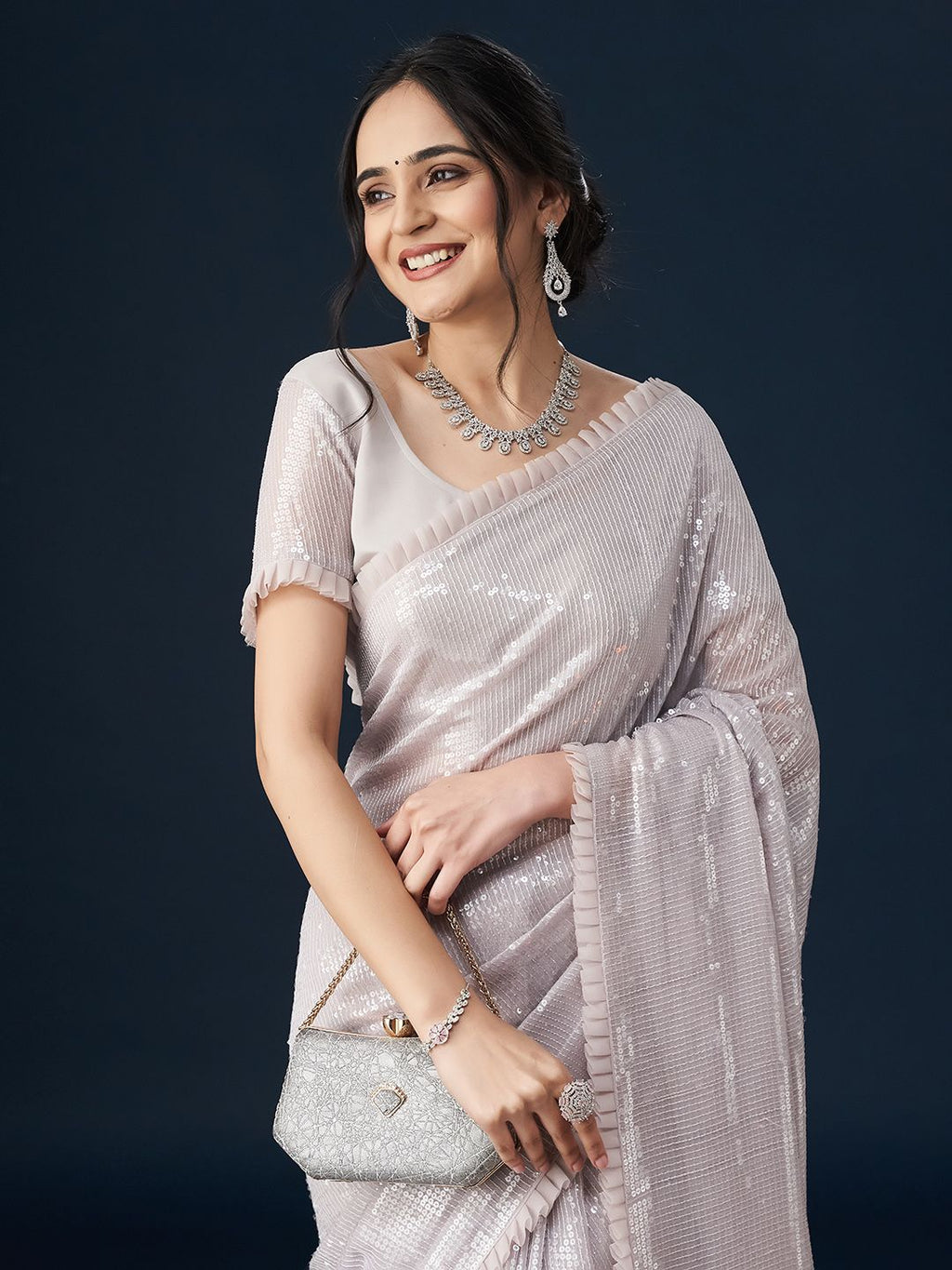 kasee Sequinned Embellished Saree | Grocsy