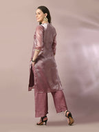 Myshka Women's Brown Solid Straight Party Kurta Set With Dupatta | Grocsy