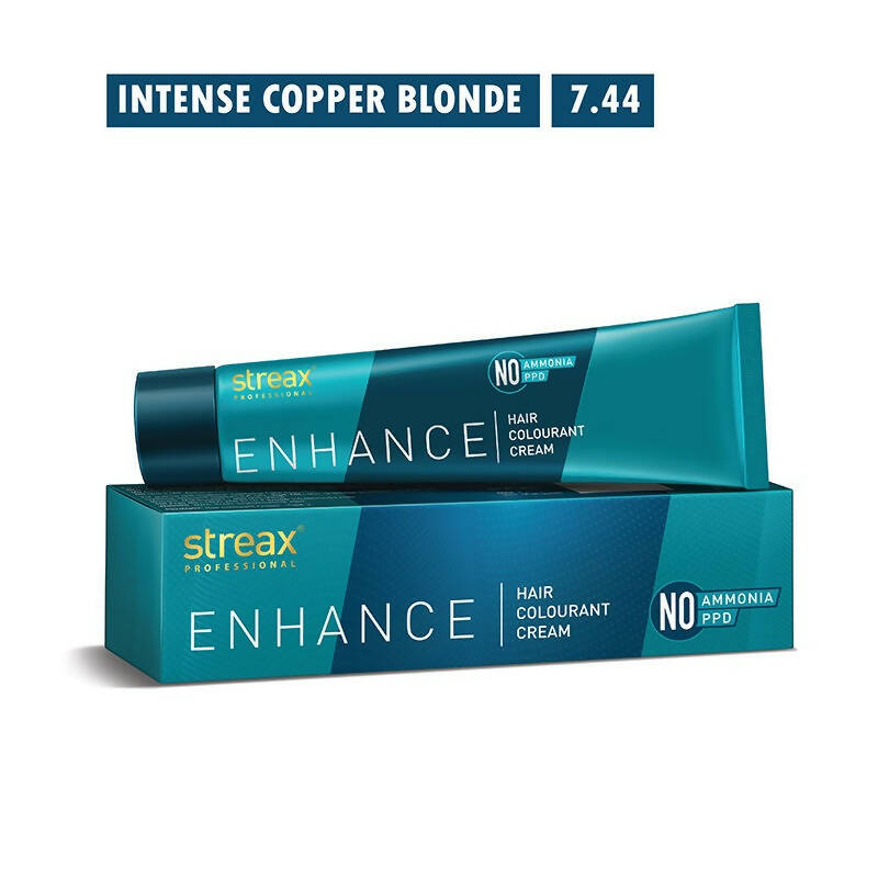 Streax Professional Enhance Hair Colourant - Intense Copper Blonde 7.44 | Grocsy