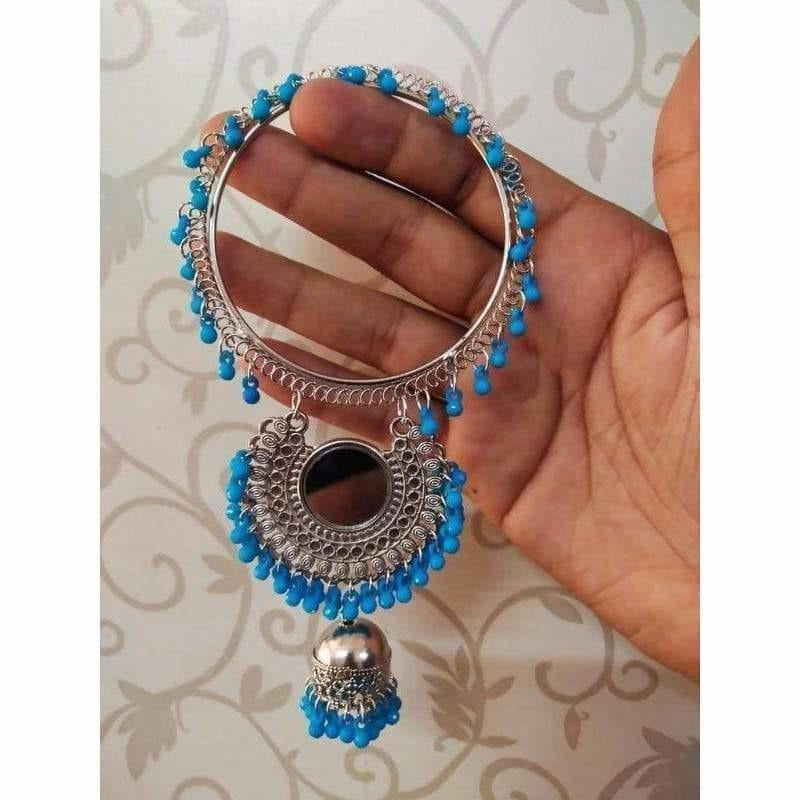 MS Fashion India Blue Pearls Jhumkas Latkan Bangles | Grocsy