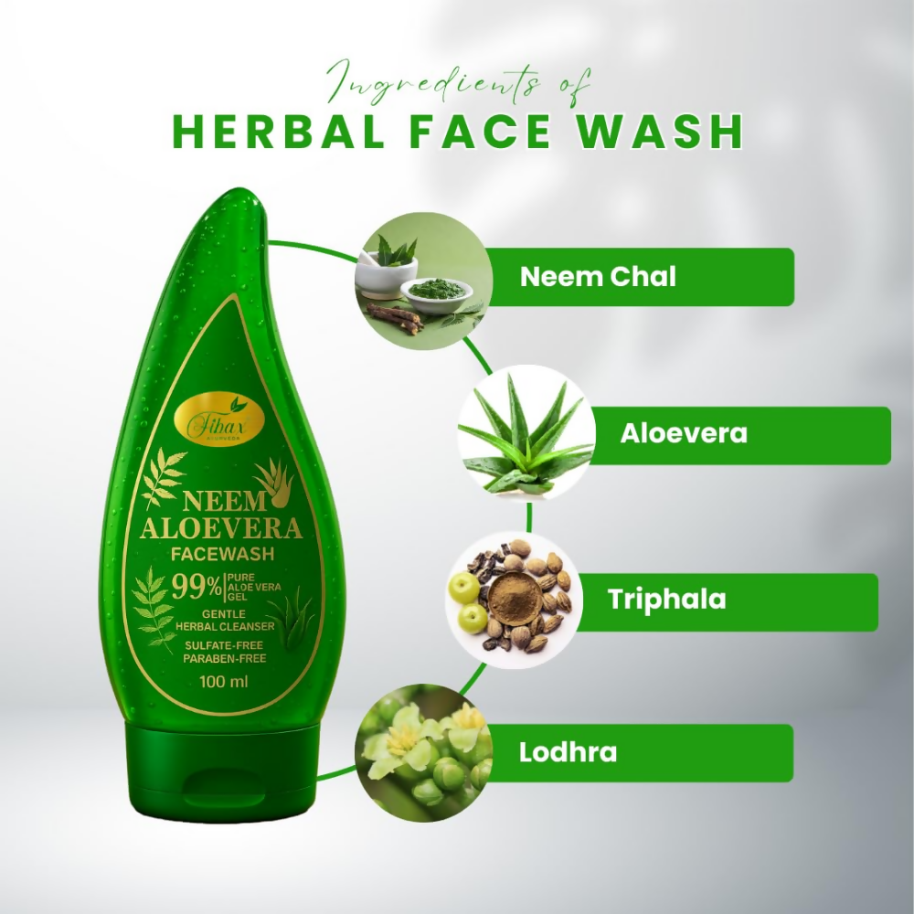 Fibax Ayurveda Herbal Neem & Aloe Vera Face Wash | Grocsy