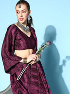 Tikhi Imli Burgundy Accordion Pleated Ready to Wear Saree | Grocsy