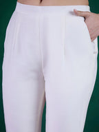 Sangria Floral Yoke Embroidered Straight Kurta & Trousers With Dupatta | Grocsy