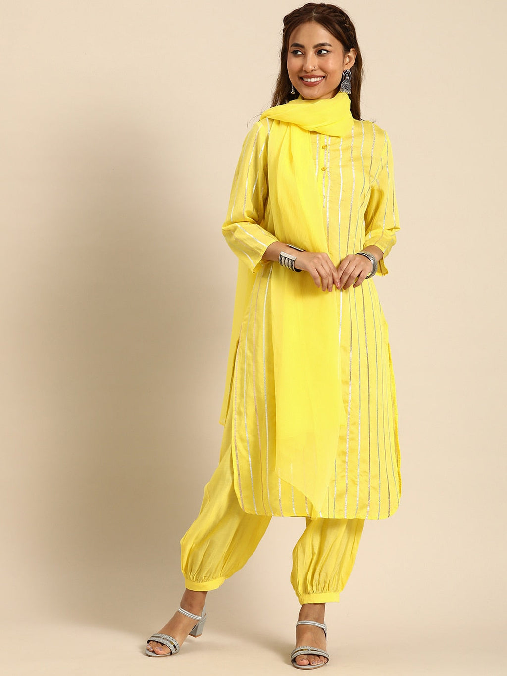Sangria Women Chanderi Silk Kurta With Salwar & With Dupatta | Grocsy