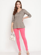 TAG 7 Set Of 2 Pink & Red Solid Leggings | Grocsy