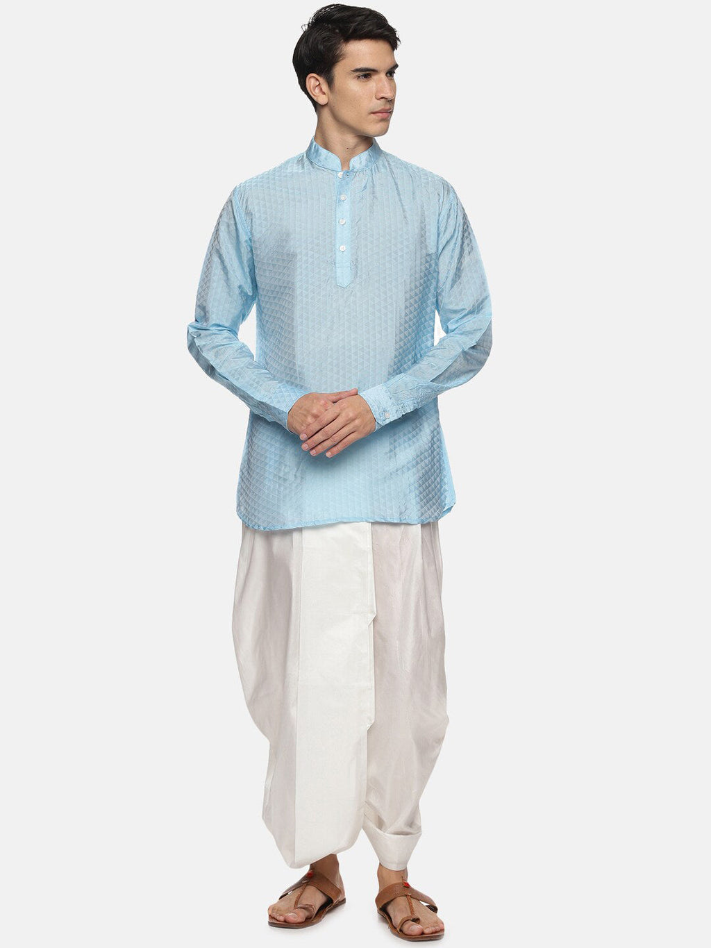 Sethukrishna Mens Blue Kurta with Dhoti Pants | Grocsy