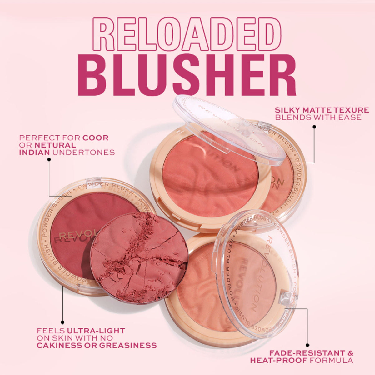 Makeup Revolution Blusher Reloaded - Pink Lady | Grocsy