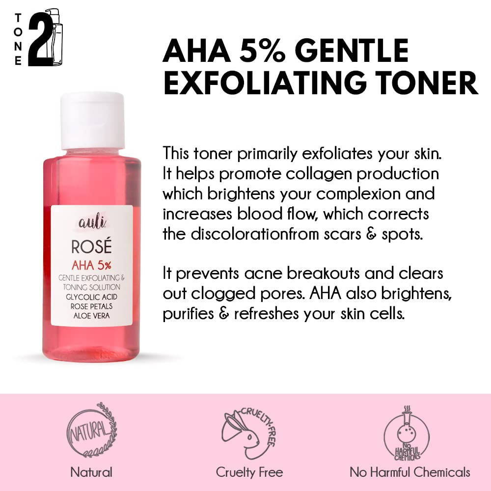 Auli Rose AHA 5% Gentle Exfoliating Face Toner | Grocsy