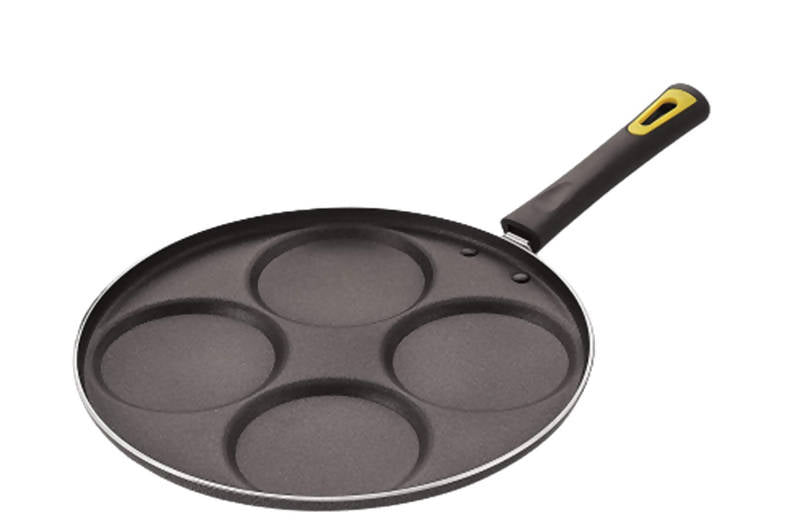 Anjali Diamond Aluminium Dura Big Non Stick Uttappa Tawa (4-Cavities), Black | Grocsy