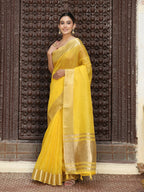Shree Shyam Fashion Yellow Cotton Saree | Grocsy