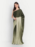 kasee Green Colourblocked Satin Saree | Grocsy