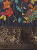 Saree Mall Navy Blue Kalamkari Saree | Grocsy