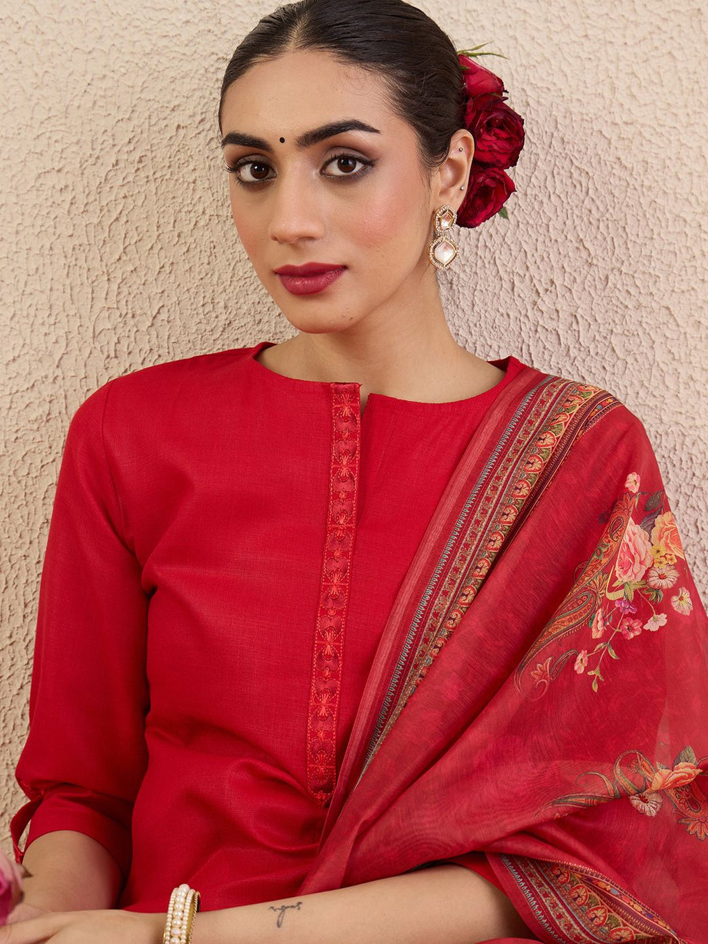 Indo Era Women Solid Kurta with Pyjama & Dupatta | Grocsy