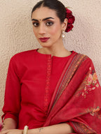 Indo Era Women Solid Kurta with Pyjama & Dupatta | Grocsy