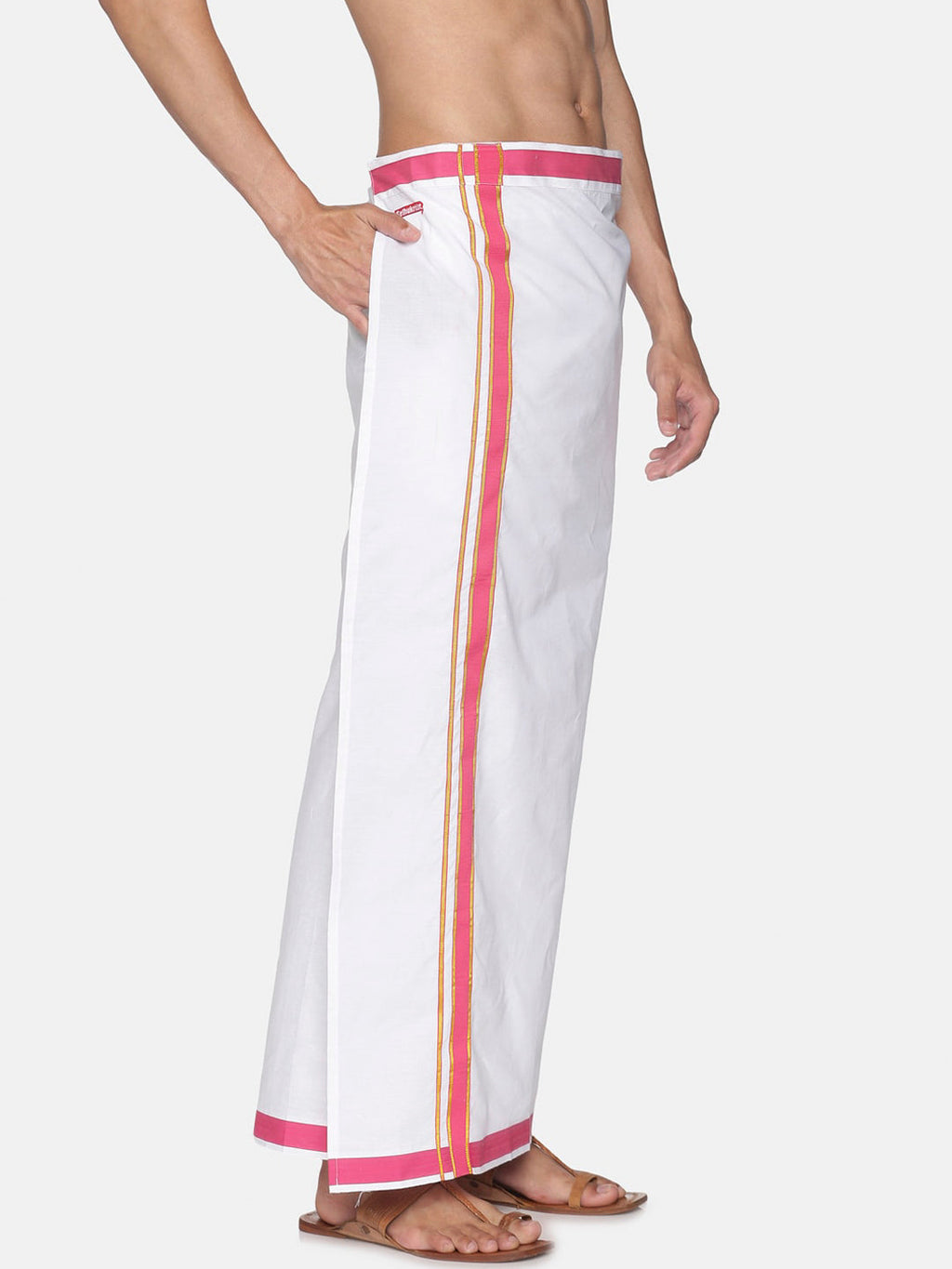 Sethukrishna Men Pack Of 2 White Solid Cotton Readymade Dhoti | Grocsy
