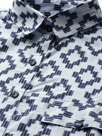 Sangria Women Navy Blue & Grey Pure Cotton Geometric Printed Kurta | Grocsy