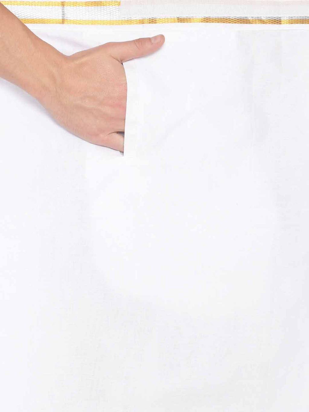 Sethukrishna Men White Solid Readymade Pocket Dhoti | Grocsy
