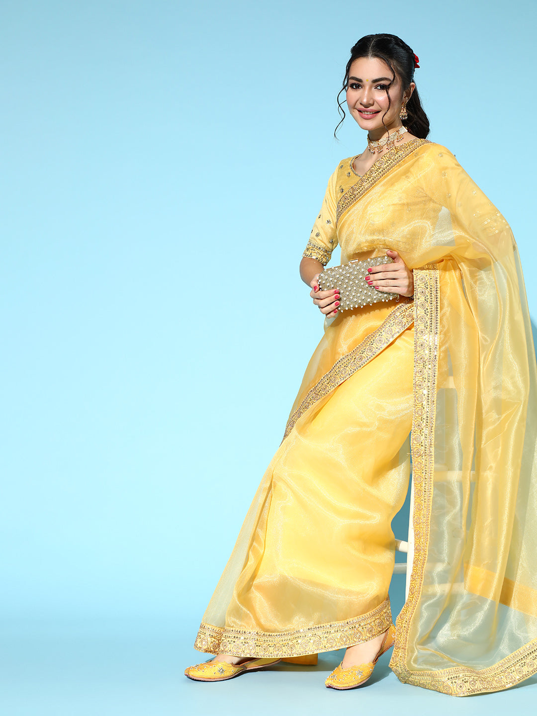Saree Mall Solid Saree with Woven Design Border | Grocsy