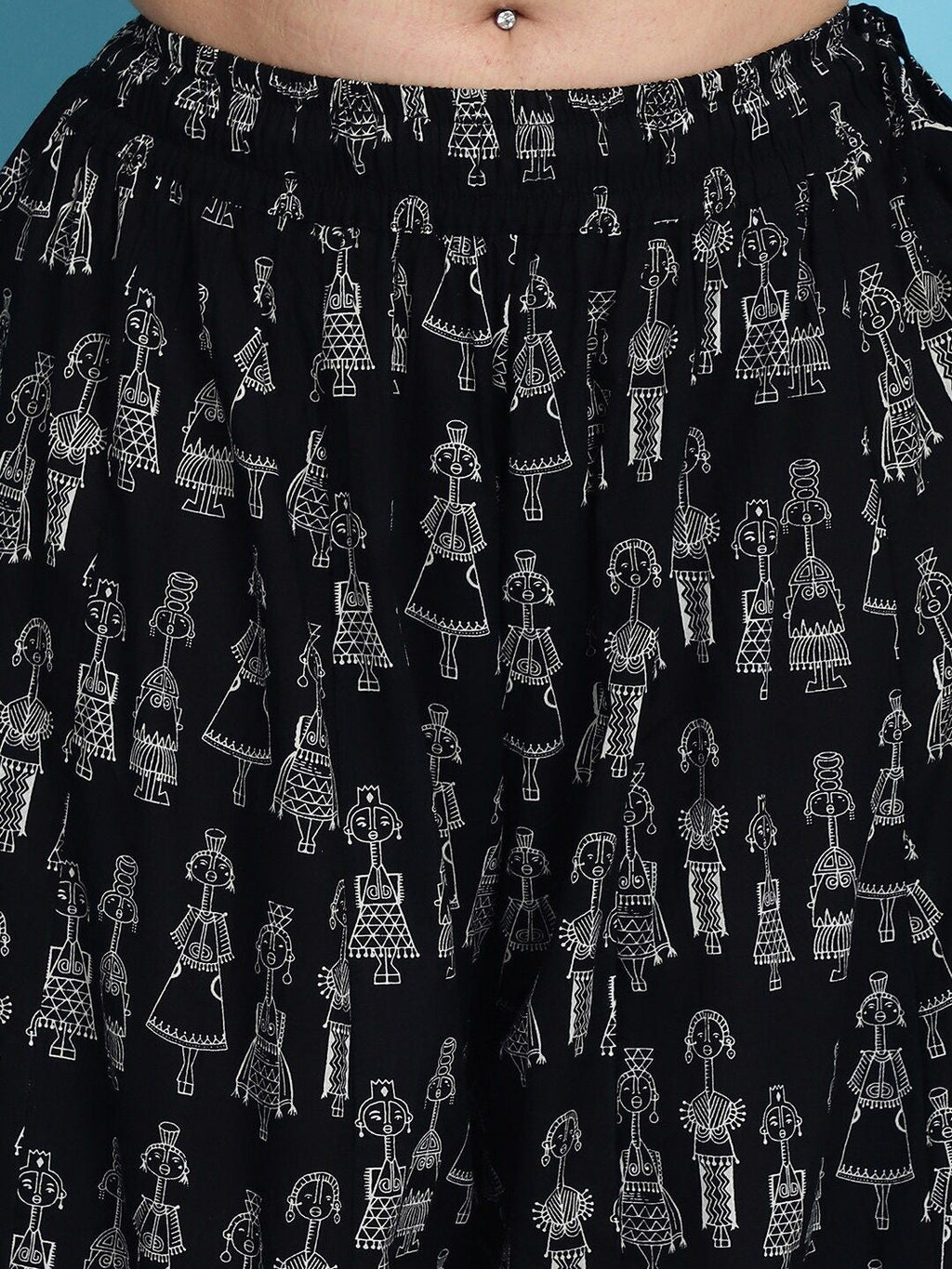 TAG 7 Ethnic Motifs Printed Pure Cotton Flared Ethnic Palazzo | Grocsy
