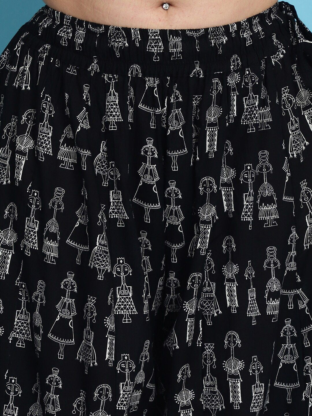TAG 7 Ethnic Motifs Printed Pure Cotton Flared Ethnic Palazzo | Grocsy