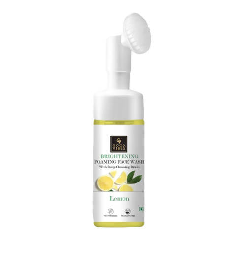 Good Vibes Lemon Brightening Foaming Face Wash With Deep Cleansing Brush | Grocsy
