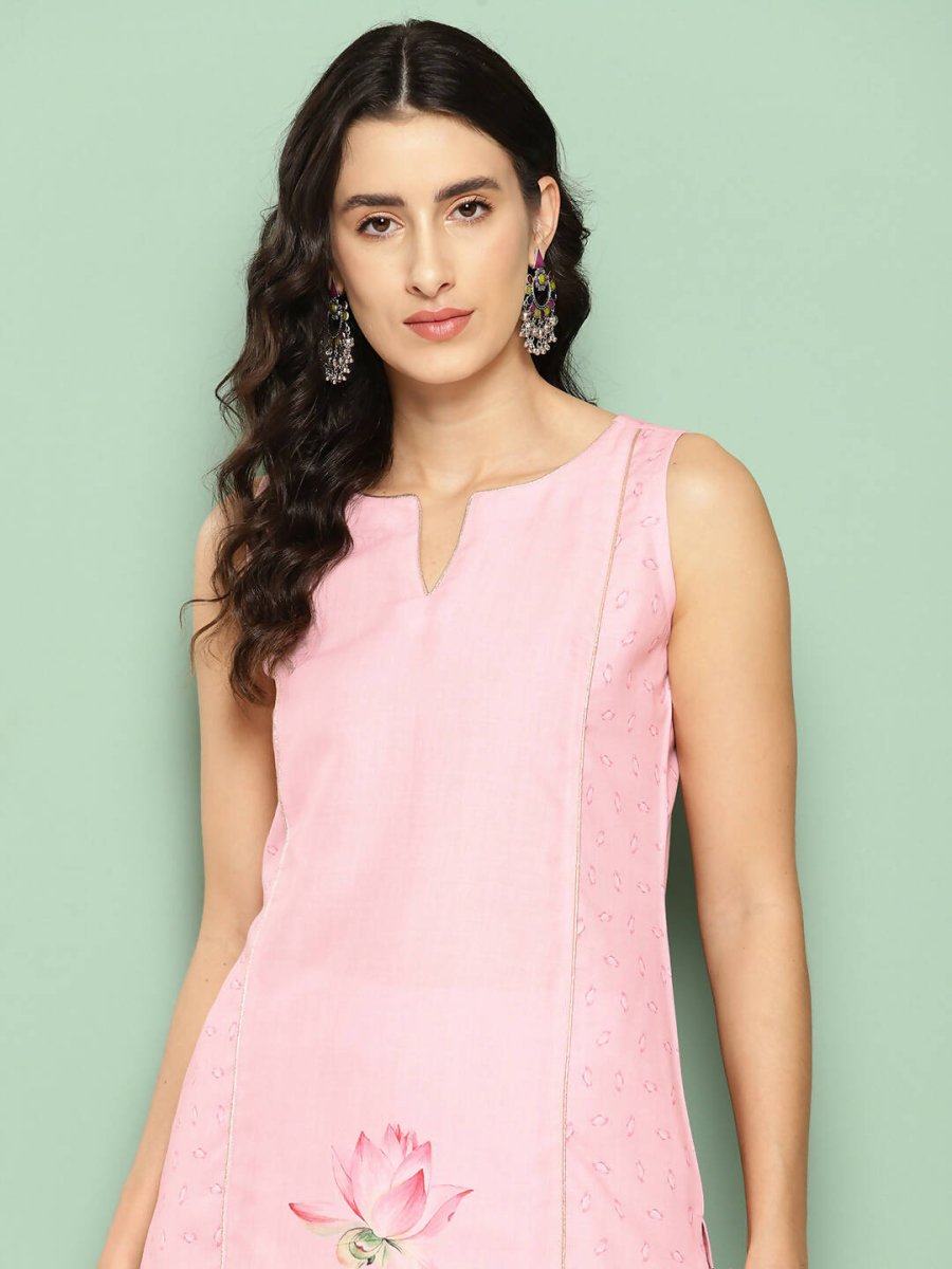 Ahalyaa Women's Traditional wear Kurta Set - Pink | Grocsy