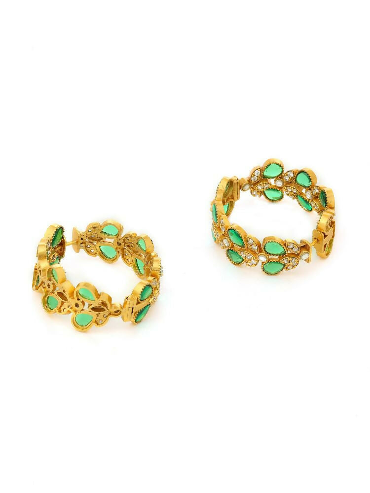 Women's Natural Green Stone with Moissanite Diamond earrings - Ruby Raang | Grocsy