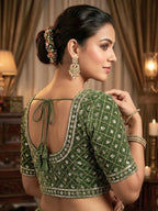 Joban Fashion Mehndi Fandy Satin Silk Party Wear Sarees | Grocsy