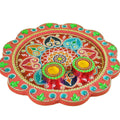 Kundan HandiKrafts Mdf Flower Pooja Thali - Red | Grocsy